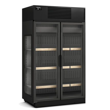 Armario Expositor Refrigerado para Vinos 2 Puertas de Cristal 1010 Litros 210 Botellas 3 Estantes Serie VITIS 1285x805x2131h mm EFIWH-2R Docriluc