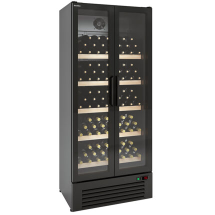 Armario Expositor Refrigerado para Vinos 2 Puertas de Cristal 385 Litros 105 Botellas 5 Estantes Serie NÉBULA 1815x510x1995h mm EVRW-750 Docriluc