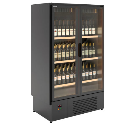 Armario Expositor Refrigerado para Vinos 2 Puertas de Cristal 1010 Litros 210 Botellas 3 Estantes Serie VITIS 1285x805x2131h mm EFIW-2R Docriluc