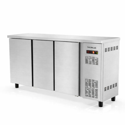 Mesa Refrigerada Acero Inoxidable 3 Puertas Opaca 490 Litros 6 Estantes Serie DSB 2025x530x880h mm DSBI-200 Docriluc