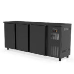 Mesa Refrigerada Acero Plastificado Negro 3 Puertas Opaca 490 Litros 6 Estantes Serie DSB 2025x530x880h mm DSB-200 Docriluc