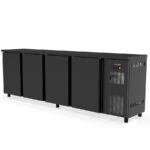 Mesa Refrigerada Acero Plastificado Negro 4 Puertas Opaca 650 Litros 4 Estantes Serie DSB 2565x530x880h mm DSB-250 Docriluc