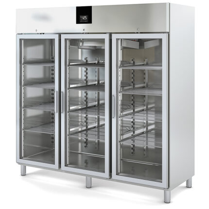 Armario de Congelación Acero Inoxidable 3 Puertas de Cristal 12 Estantes 2197 Litros Serie MIRAGE 2035x850x2130h mm CAGNV-210-3 Docriluc