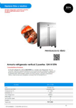 Armario de Refrigeración Acero Inoxidable 2 Puertas Opacas 1476 Litros 1480x830x1989h mm GN1410TN HS - Imagen 2