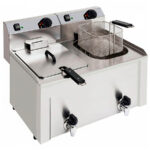 Freidora Eléctrica Trifásica con Grifo de Vaciado 7 + 7 Litros 2 Cestas Sobremesa 620x525x430h mm CSB-FK77L CISABA