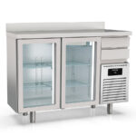 Frente Mostrador Refrigerado Acero Inoxidable 2 Puertas de Cristal 325 Litros Serie SOLARE 1495x600x1040h mm MFRV-150 Docriluc