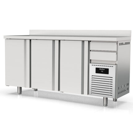 Frente Mostrador Refrigerado Acero Inoxidable 3 Puertas Opacas 504 Litros Serie SOLARE 2020x600x1040h mm MFR-200 Docriluc