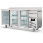 Frente Mostrador Refrigerado Acero Inoxidable 3 Puertas de Cristal 504 Litros Serie SOLARE 2020x600x1040h mm MFRV-200 Docriluc