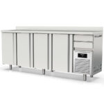 Frente Mostrador Refrigerado Acero Inoxidable 4 Puertas Opacas 684 Litros Serie SOLARE 2545x600x1040h mm MFR-250 Docriluc