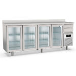 Frente Mostrador Refrigerado Acero Inoxidable 4 Puertas de Cristal 684 Litros Serie SOLARE 2545x600x1040h mm MFRV-250 Docriluc