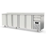 Frente Mostrador Refrigerado Acero Inoxidable 5 Puertas Opacas 863 Litros Serie SOLARE 3070x600x1040h mm MFR-300 Docriluc