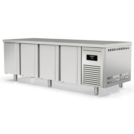 Mesa Refrigerada Acero Inoxidable 4 Puertas Opacas 4 Estantes 761 Litros Serie ILUMIA 2545x800x850h mm MPR-250 Docriluc