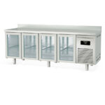 Mesa Refrigerada Acero Inoxidable GN 1/1 - 4 Puertas de Cristal 4 Estantes 543 Litros Serie CLARION 2245x700x850h mm MGRV-225 Docriluc