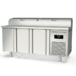 Mesa Refrigerada para Ingredientes 10 Cubetas GN 1/4 - 3 Puertas Opacas 3 Estantes 399 Litros Serie ARGENTUM 1795x700x850h mm MIE-70-180 Docriluc