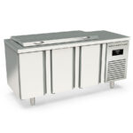 Mesa Refrigerada para Ingredientes 21 Cubetas GN 1/4 - 3 Puertas Opacas 3 Estantes 399 Litros Serie ARGENTUM 1795x700x850h mm MSSR-200 Docriluc