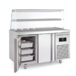 Mesa Refrigerada para Ingredientes 4 Cubetas GN 1/3 - 2 Puertas Opacas 2 Estantes 255 Litros Serie ARGENTUM 1345x700x890h mm MDK70-135 Docriluc