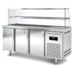 Mesa Refrigerada para Ingredientes 7 Cubetas GN 1/3 - 3 Puertas Opacas 3 Estantes 399 Litros Serie ARGENTUM 1795x700x890h mm MDK70-180 Docriluc