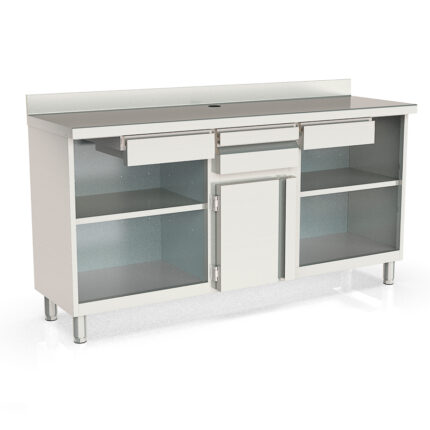 Mueble Cafetero 1 Puerta 2 Cajones 4 Estantes 1 Tolva Serie AEGIS 2020x600x1040h mm MCN-200-2 Docriluc