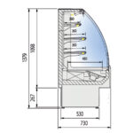 Semi Mural Refrigerado Cristal Curvo 3 Estantes Evaporador Ventilado Serie INSIGNIA VVAM 600x730x1379h mm VVAM-6-6 C Docriluc - Imagen 3