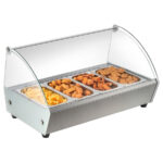 Vitrina Expositora Caliente Calor Seco Cristal Curvo 4 Cubetas 1 / 3 GN Sobremostrador 772x420x351.5h mm HW4 HS