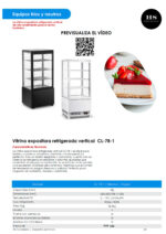 Vitrina Expositora Refrigerada Negro 78 Litros 1 Puerta de Cristal 3 Estantes 425x380x988h mm CL-78-1 N HS - Imagen 2