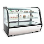 Vitrina Expositora Refrigerada Negra Cristal Curvo 120 Litros 2 Puertas de Cristal 2 Estantes 702x568x686h mm CW-120R HS