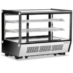 Vitrina Expositora Refrigerada Negra Cristal Recto 160 Litros 2 Puertas de Cristal 2 Estantes 702x568x686h mm CW-160 HS