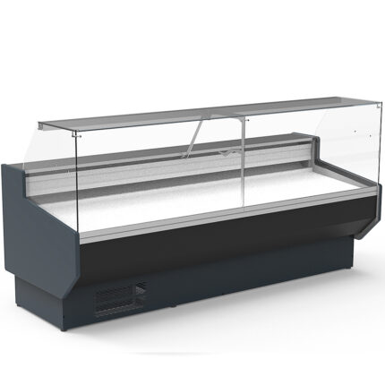 Vitrina Expositora Refrigerada para Carnicería y Charcutería con Reserva Cristal Recto Evaporador Ventilado Serie NERIA VED-10-RR-TF 2945x1080x1235h mm VED-10-30-RR-TF Docriluc