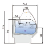 Vitrina Expositora Refrigerada para Carnicería y Charcutería con Reserva Cristal Curvo Evaporador Estático Serie NERIA VED-9-C 1265x940x1224h mm VED-9-13-C Docriluc - Imagen 3
