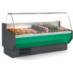 Vitrina Expositora Refrigerada para Carnicería y Charcutería con Reserva Cristal Curvo Evaporador Estático Serie NERIA VED-9-C 1505x940x1224h mm VED-9-15-C Docriluc