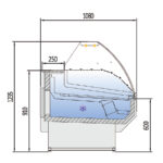 Vitrina Expositora Refrigerada para Carnicería y Charcutería con Reserva Cristal Curvo Evaporador Ventilado Serie NERIA VED-10-C-TF 1025x1080x1235h mm VED-10-10-C-TF Docriluc - Imagen 3