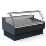Vitrina Expositora Refrigerada para Carnicería y Charcutería con Reserva Cristal Curvo Evaporador Ventilado Serie OLIRA VE-12-C-TF 1935x1215x1245h mm VE-12-20-C-TF Docriluc