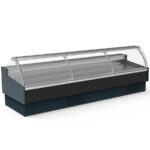 Vitrina Expositora Refrigerada para Carnicería y Charcutería sin Reserva Cristal Curvo Evaporador Ventilado Serie OLIRA VE-12-C-TF 3810x1215x1245h mm VES-12-37-C-TF Docriluc