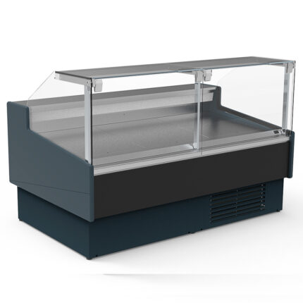 Vitrina Expositora Refrigerada para Carnicería y Charcutería sin Reserva Cristal Recto Evaporador Ventilado Serie OLIRA VE-12-RR-TF 1935x1215x1245h mm VES-12-20-RR-TF Docriluc