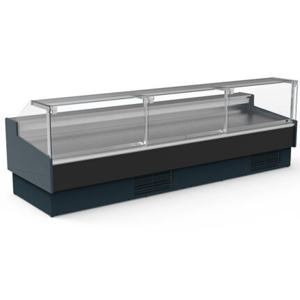 Vitrina Expositora Refrigerada para Carnicería y Charcutería con Reserva Cristal Recto Evaporador Ventilado Serie OLIRA VE-12-RR-TF 3810X1215x1245h mm VE-12-37-RR-TF Docriluc