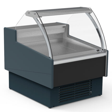 Vitrina Expositora Refrigerada para Carnicería y Charcutería con Reserva Cristal Curvo Evaporador Ventilado Serie OLIRA VE-12-C-TF 997x1215x1245h mm VE-12-10-C-TF Docriluc