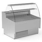 Vitrina Expositora Refrigerada para Carnicería y Charcutería sin Reserva Cristal Curvo Evaporador Estático Serie CALYPSSO VES-9-C-P 1265x930x1235h mm VES-9-13-C-P-EF Docriluc