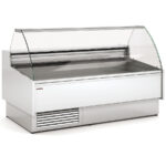 Vitrina Expositora Refrigerada para Pescadería sin Reserva Cristal Curvo Evaporador Estático Serie CALYPSSO VES-10-C-P 1265x1070x1235h mm VES-10-13-P-EF Docriluc