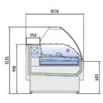 Vitrina Expositora Refrigerada para Pescadería sin Reserva Cristal Curvo Evaporador Estático Serie CALYPSSO VES-10-C-P 1265x1070x1235h mm VES-10-13-P-EF Docriluc - Imagen 3
