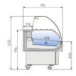 Vitrina Expositora Refrigerada para Pescadería sin Reserva Cristal Curvo Evaporador Estático Serie HYDRO EEC-C 1035x914x1235h mm EEC-100-C Docriluc - Imagen 3