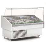 Vitrina Expositora Refrigerada para Pescadería sin Reserva Cristal Recto Evaporador Estático Serie HYDRO EEC-RR 1505x914x1235h mm EEC-150-RR Docriluc