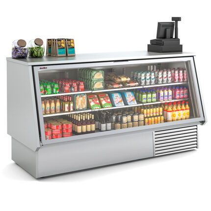 Vitrina Mostrador Cerrada Refrigerada Cristal Recto 2 Estantes 2 Puertas Evaporador Estático Serie LUNNARIS VCC-9 - 1315x847x1085h mm VCC-9-13 Docriluc