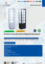 Armario Expositor Refrigerado Blanco para Pastelería 215 Litros 1 Puerta de Cristal 4 Estantes 515x486x1602h mm FL215LB GASFRIT - Imagen 2