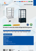 Armario Expositor Refrigerado para Pastelería 78 Litros 1 Puerta de Cristal 3 Estantes 452x406x968h mm FL78LB GASFRIT - Imagen 2