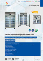 Armario Expositor Refrigerado Acero Inoxidable 2 Puertas de Cristal 1200 Litros 8 Estantes 1200x700x1950h mm FA2 GASFRIT - Imagen 2