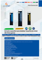 Armario Expositor Refrigerado Negro 1 Puerta de Cristal 300 Litros 5 Estantes 420x485x1890h mm GF069 GASFRIT - Imagen 2