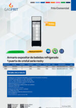 Armario Expositor Refrigerado Blanco 1 Puerta de Cristal 360 Litros 4 Estantes 590x560x1950h mm 9006 GASFRIT - Imagen 2