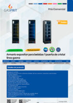 Armario Expositor Refrigerado Negro 1 Puerta de Cristal 400 Litros 5 Estantes 540x580x1920h mm GF068 GASFRIT - Imagen 2