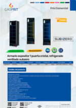 Armario Expositor Refrigerado Negro 1 Puerta de Cristal 400 Litros 5 Estantes 540x580x1920h mm GF068SUB GASFRIT - Imagen 2