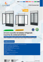 Armario Expositor Refrigerado Negro 2 Puertas de Cristal 1000 Litros 8 Estantes 1200x550x1980h mm 9002 GASFRIT - Imagen 2
